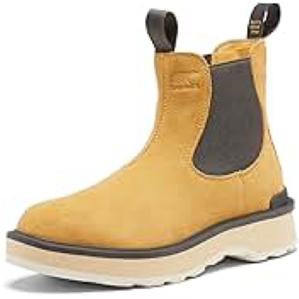 Sorel Womens Hi-Line Chelsea Waterproof Suede Ankle Boots Geo Yellow